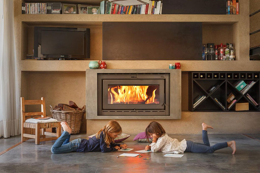 estufa de leña, insertable, chimenea, leña