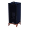 Estufa de pellet Bronpi Free 6 sin electricidad negro con base de madera