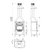 Dimensions de la cheminée à bois Ebro Bronpi