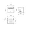 Plano dimensiones estufa de pellets insertable Neva EcoDesign