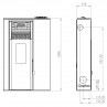 Estufa de pellets canalizable Efeso 12 kW medidas frontal