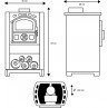 Plano medidas estufa leña Katia Iron Ceramic