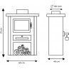 Plano medidas estufa de leña Bionda Eider Biomasa