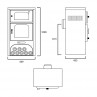 Plano medidas estufa de leña Milano Plus