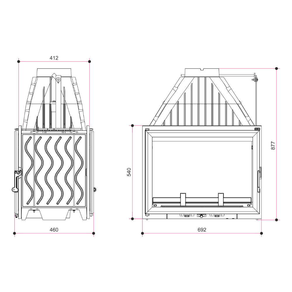 Dimensiones de la chimenea hogar 700 doble cristal Dimensiones de la chimenea hogar 700 doble cristal
