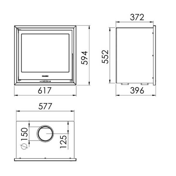 Dimensões do insertável Hogar HS EcoDesign Panadero
