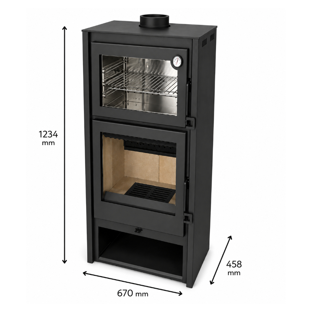 Dimensiones de la estufa de leña con horno Forno L Dimensiones de la estufa de leña con horno Forno L