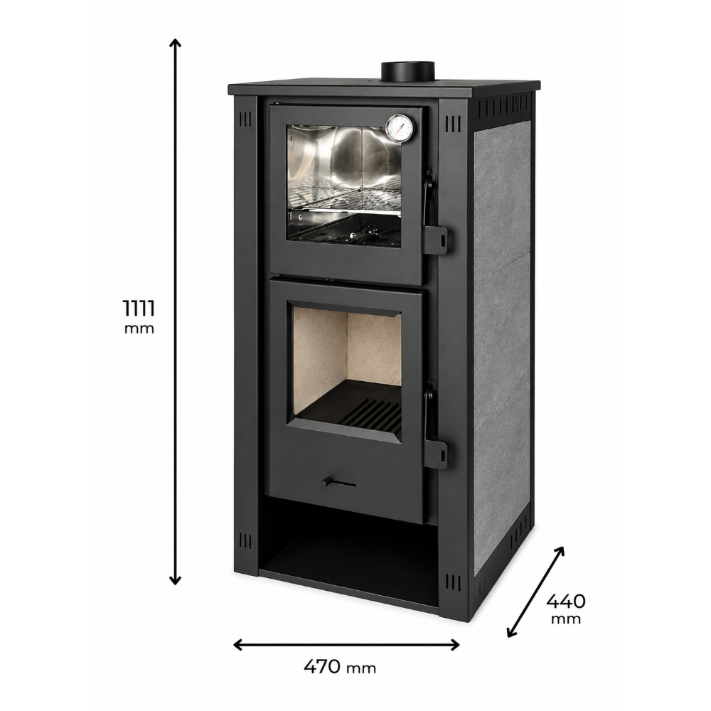 Dimensiones de la estufa de leña con horno Forno M