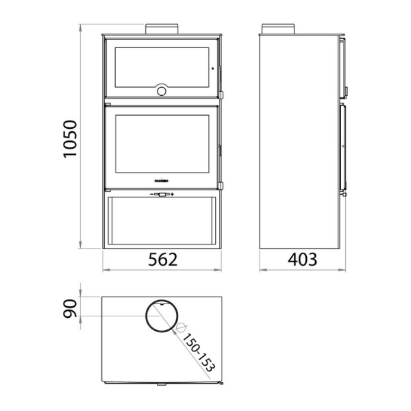 Dimensões do fogão a lenha Oven EcoDesign
