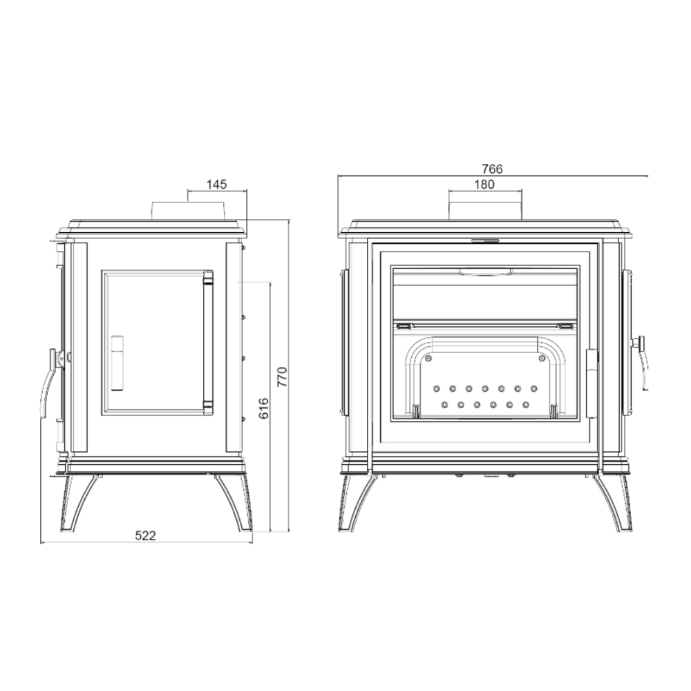 Dimensions du poêle à bois Sedan L Invicta