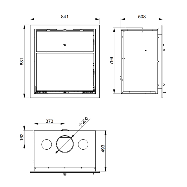 Dimensiones del insertable de leña con horno Denver