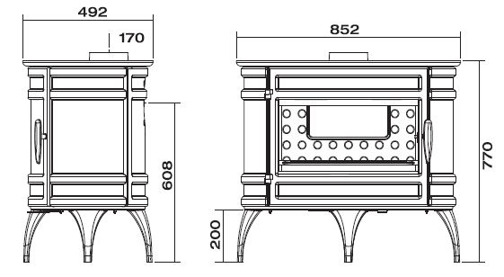 Medidas estufa fundición Mandor Invicta