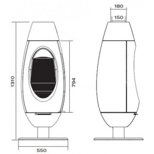 Dimensiones de la estufa de fundición Ove Invicta