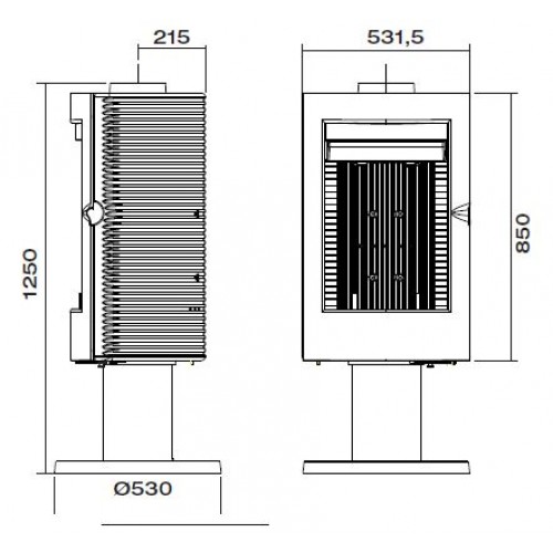 Estufa giratoria Pharos dimensiones