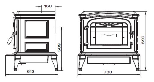 Medidas de la estufa Sedan L