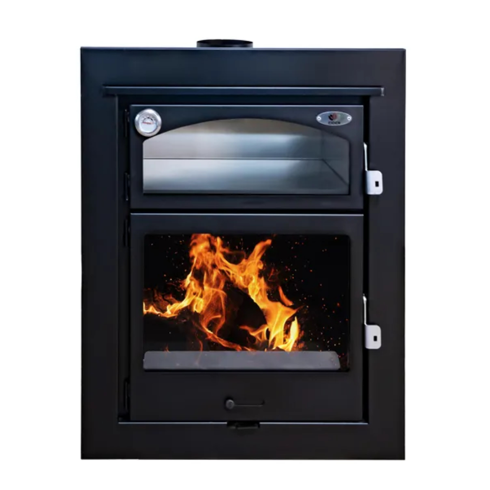 Estufa de leña Insertable con horno Aston vista frontal