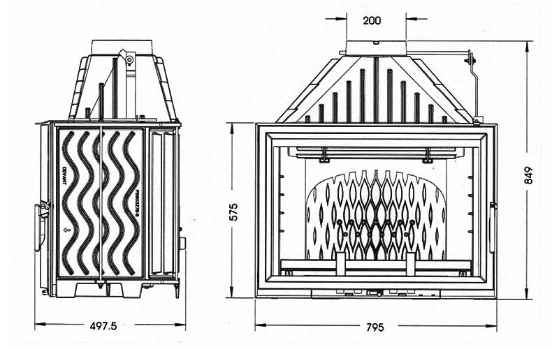 Medidas chimenea hogar 800 Gran Angular