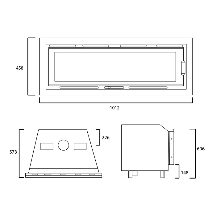 Plano dimensiones estufa insertable C-101 S EcoDesign