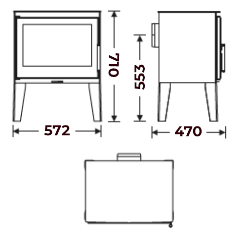 Plano dibujo medidas estufa Giulietta EcoDesign