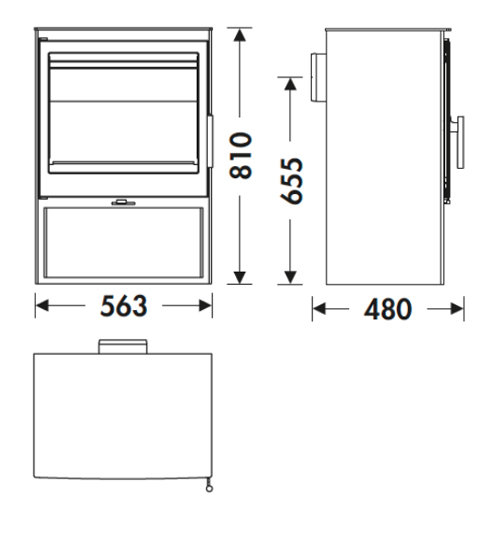 Plano medidas estufa de leña Saphir EcoDesign