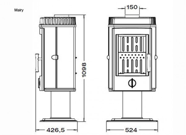 Medidas estufa de leña Mairy Invicta