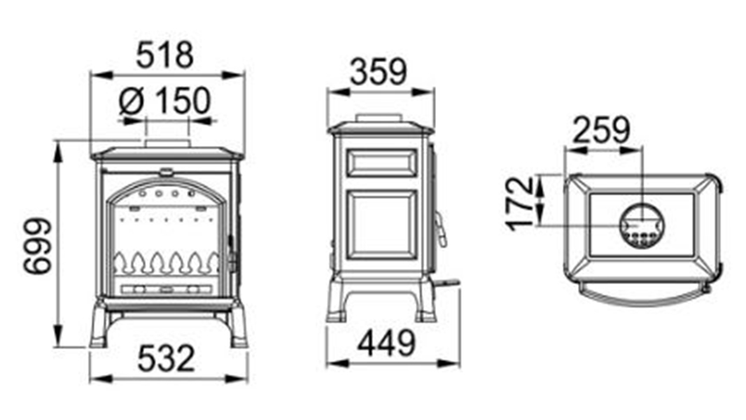 Dimensiones estufa Ordesa