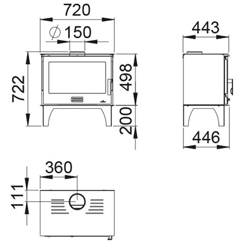 Dimensiones estufa de leña Sena Plus