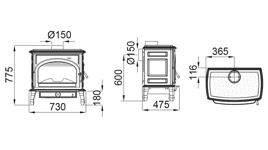 Dimensiones estufa multifuel Etna