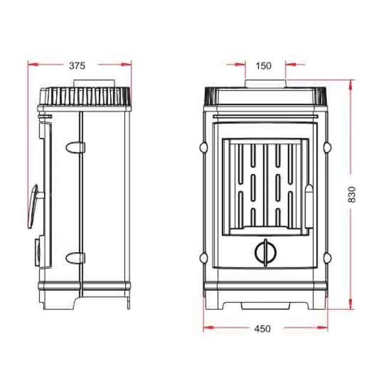 Medidas de la estufa Chatel Invicta