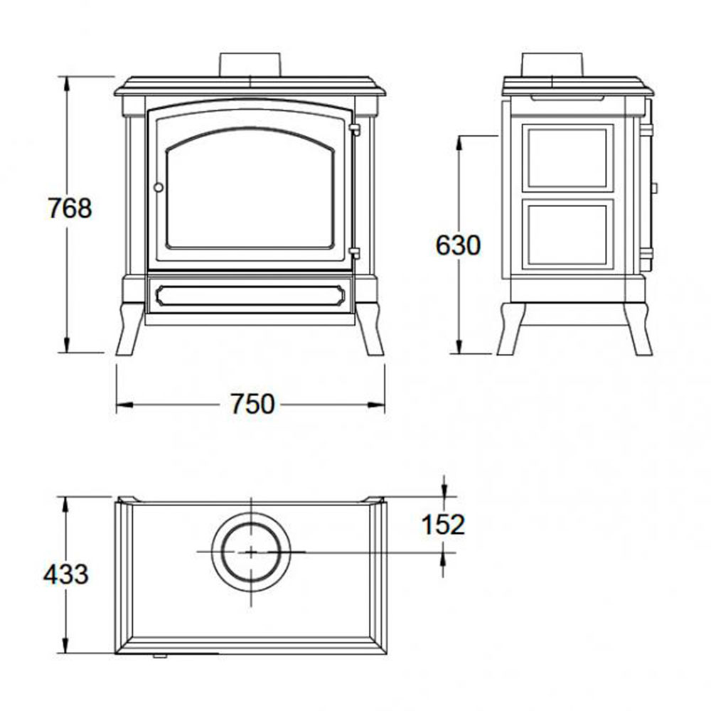 dimensiones estufa de leña h43