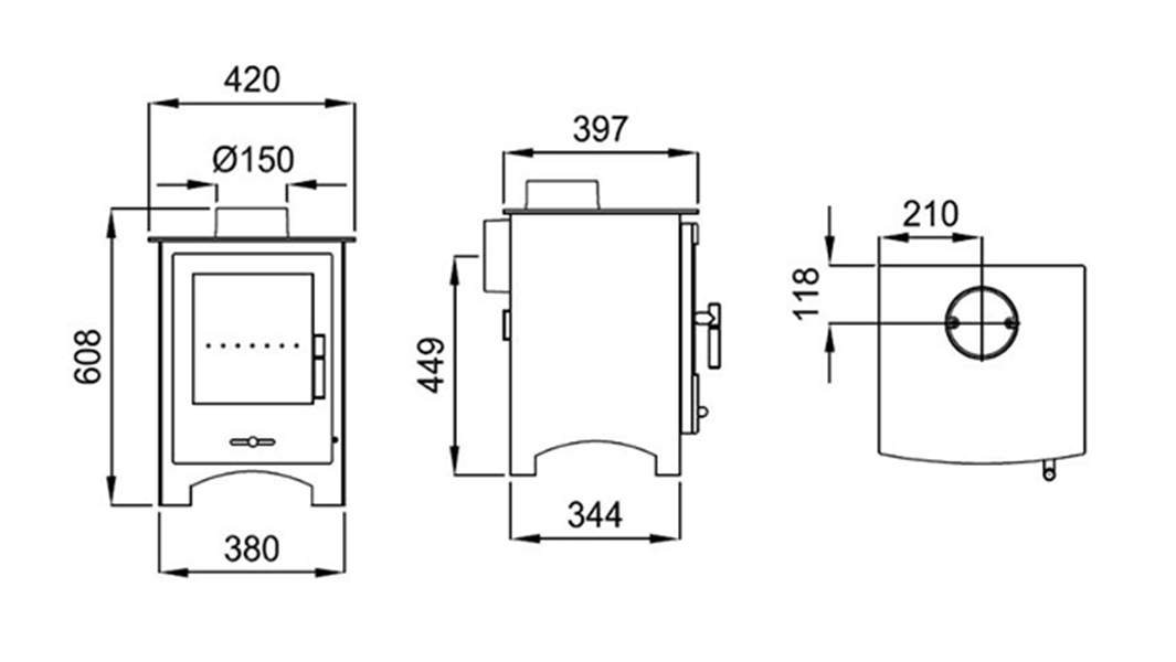 Dimensiones estufa de leña Oxford