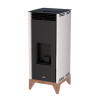 Estufa de pellet Bronpi Free 6 sin electricidad marfil con base de madera