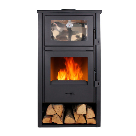 Estufa de leña Lux con horno inox